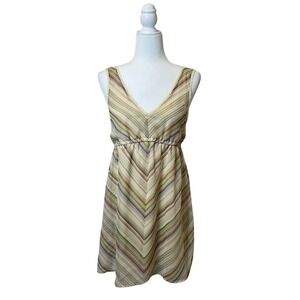 O'NEILL Neutral Lace Trim V‎ Neck Mini Dress Size M Casual Comfy Beach Vacation